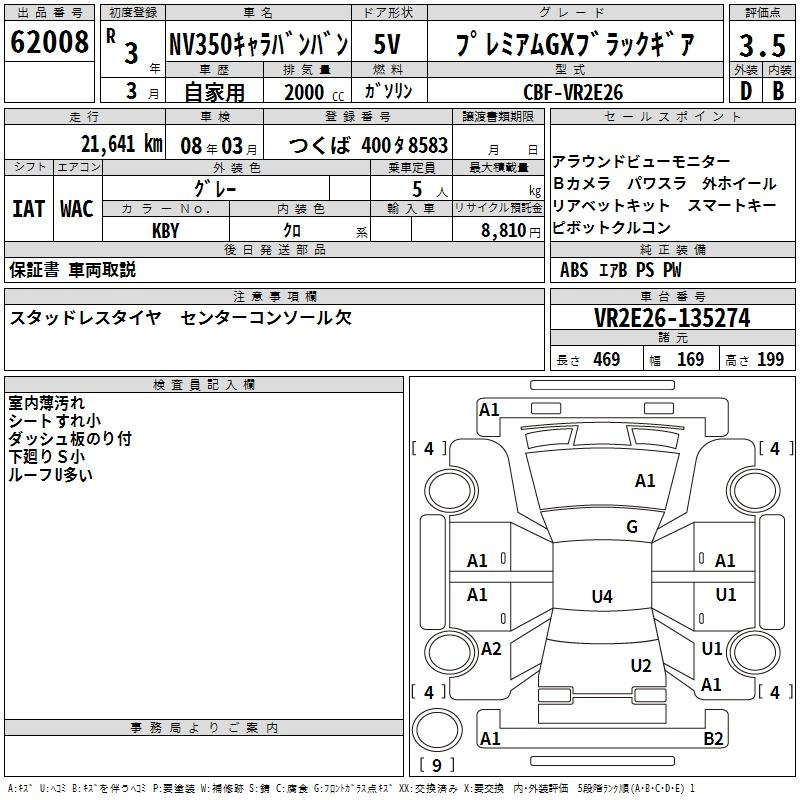 Аукционный лист NISSAN CARAVAN VAN 2021