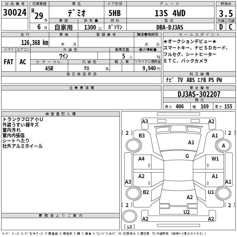 Аукционный лист MAZDA DEMIO 2017