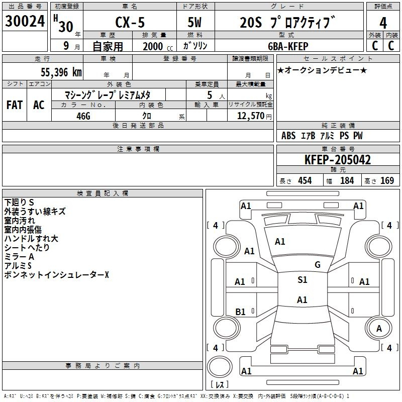 Аукционный лист MAZDA CX-5 2018