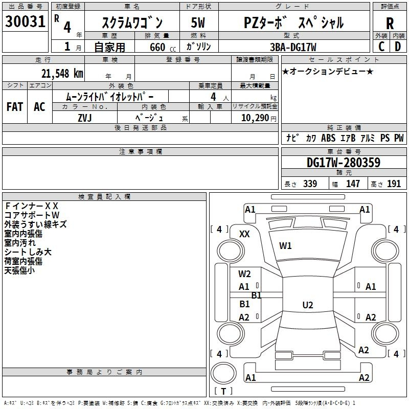 Аукционный лист MAZDA SCRUM 2022