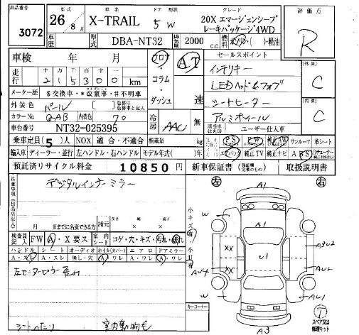 Аукционный лист NISSAN X-TRAIL 2014