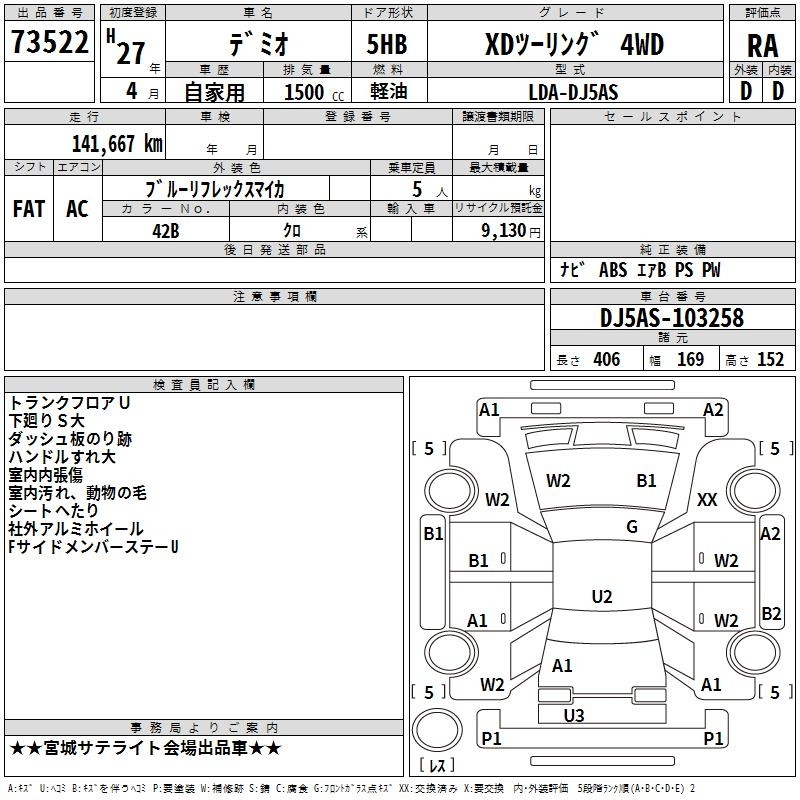 Аукционный лист MAZDA DEMIO 2015