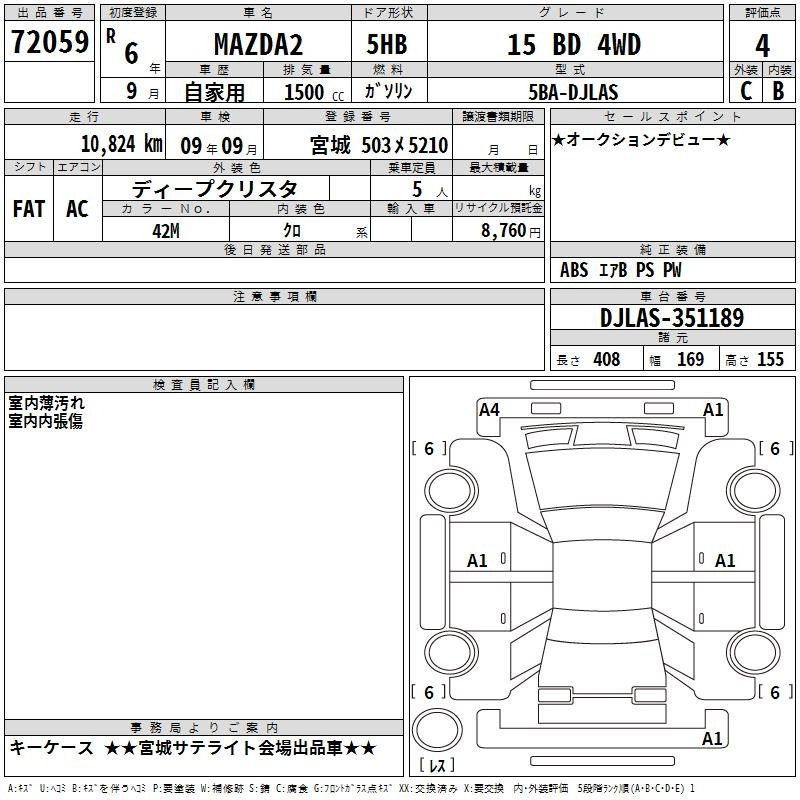 Аукционный лист MAZDA MAZDA2 2024