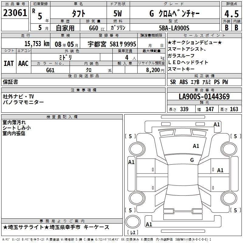 Аукционный лист DAIHATSU TAFT 2023