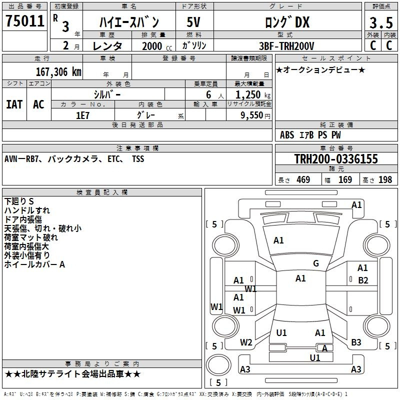 Аукционный лист TOYOTA HIACE VAN 2021