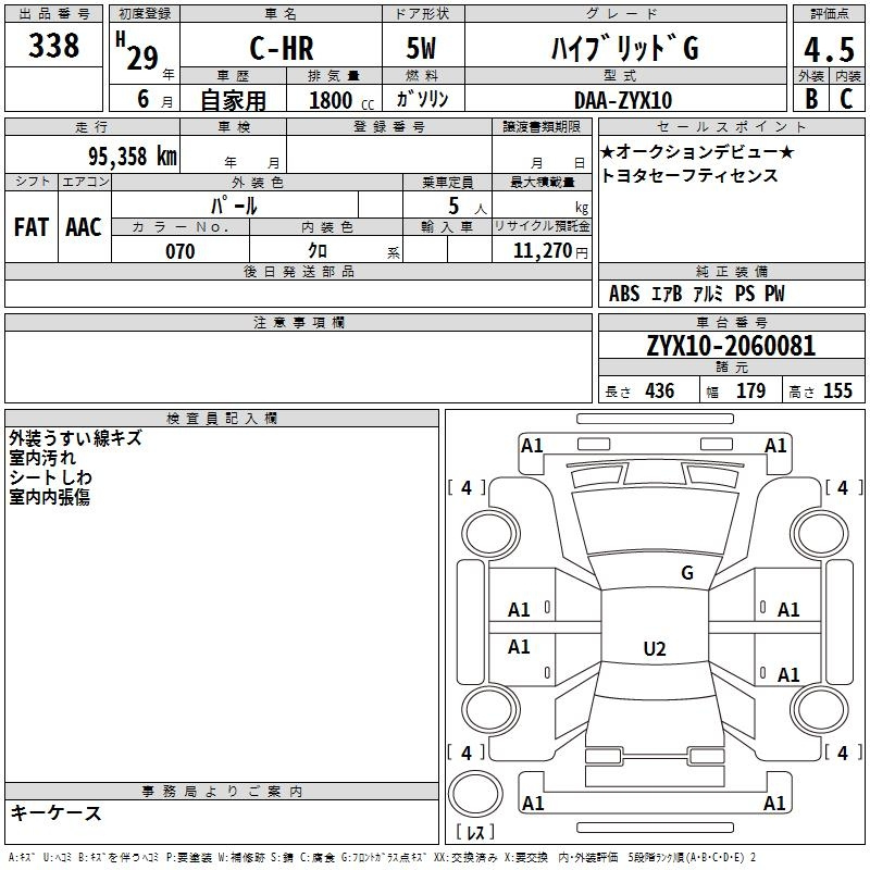 Аукционный лист TOYOTA C-HR 2017