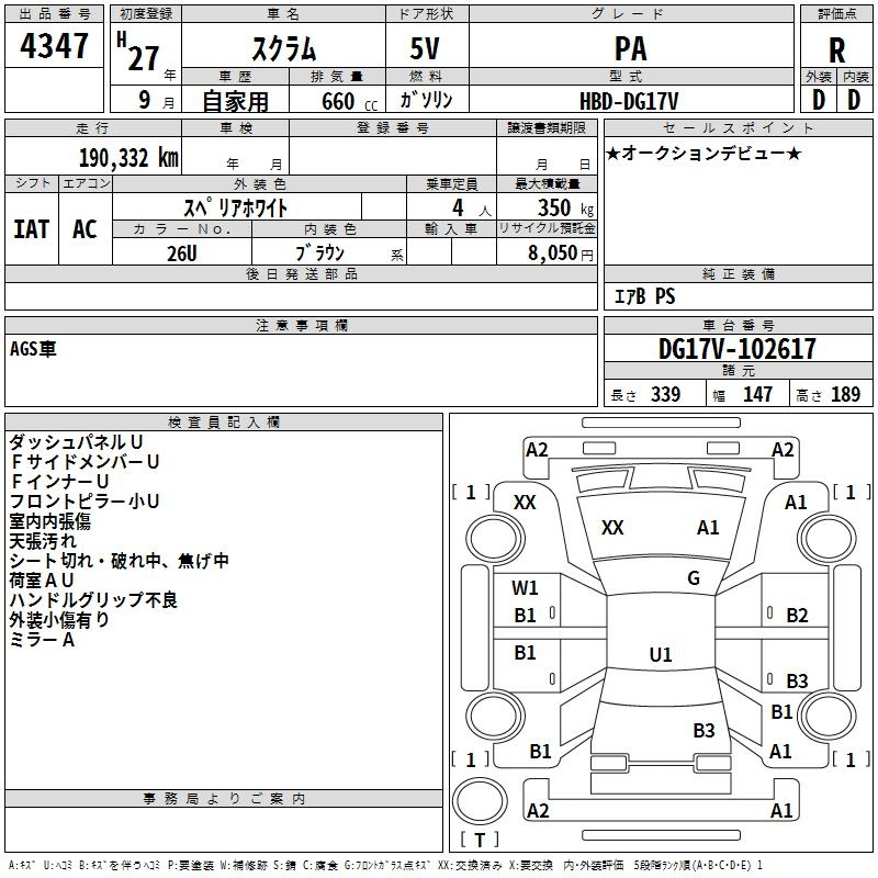 Аукционный лист MAZDA SCRUM 2015