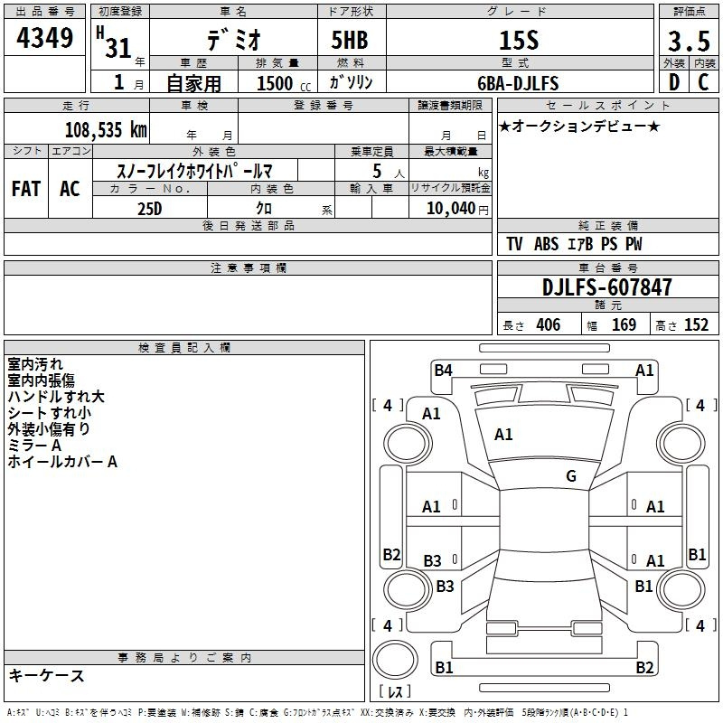 Аукционный лист MAZDA DEMIO 2019