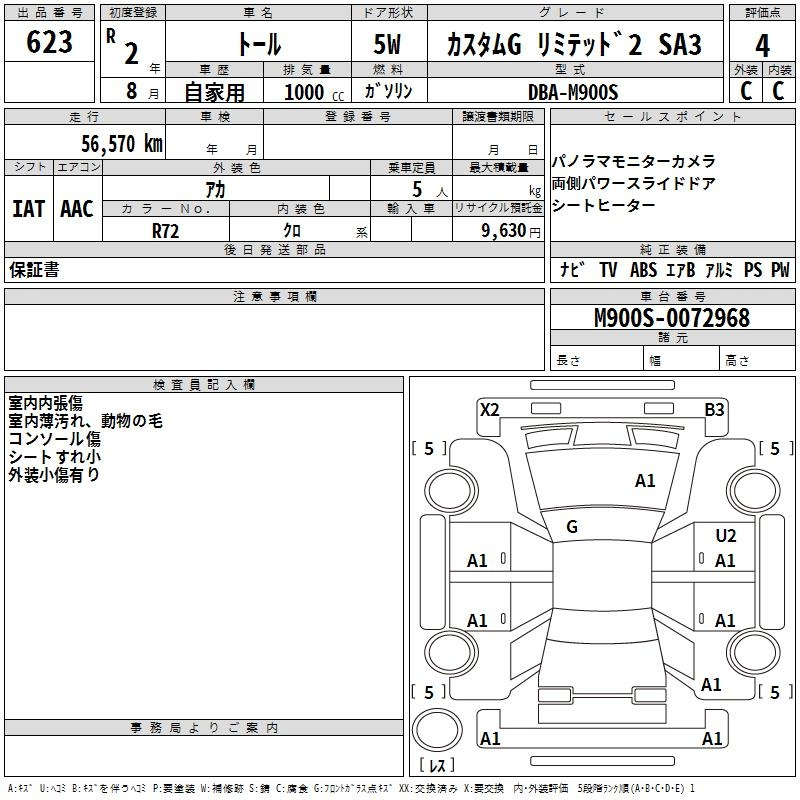 Аукционный лист DAIHATSU THOR 2020