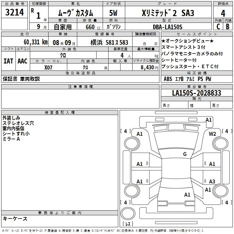 Аукционный лист DAIHATSU MOVE 2019