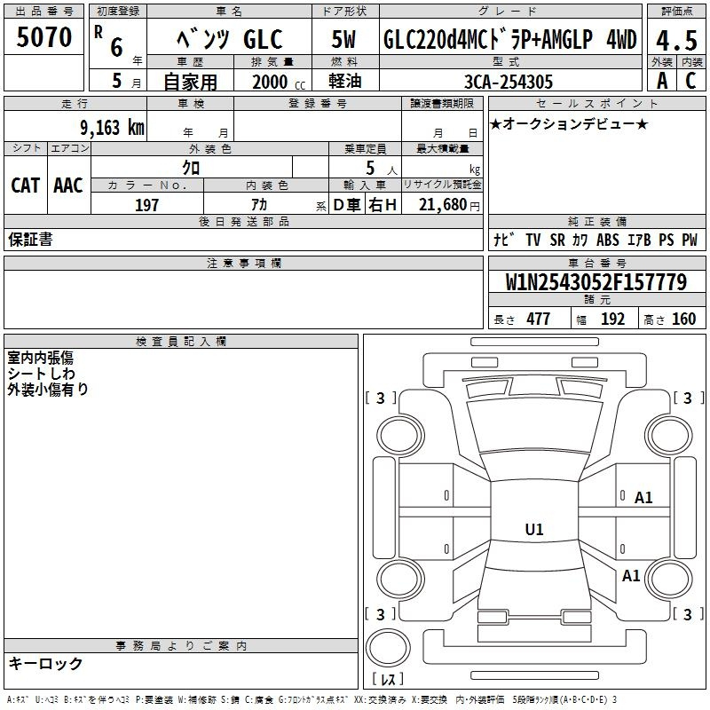 Аукционный лист MERCEDES BENZ GLC CLASS 2024
