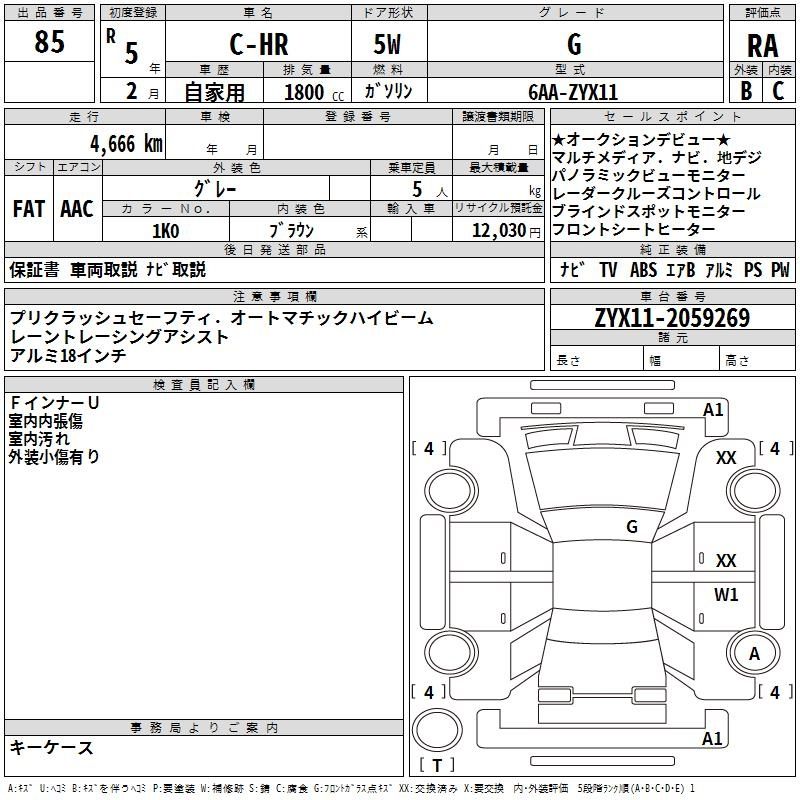 Аукционный лист TOYOTA C-HR 2023