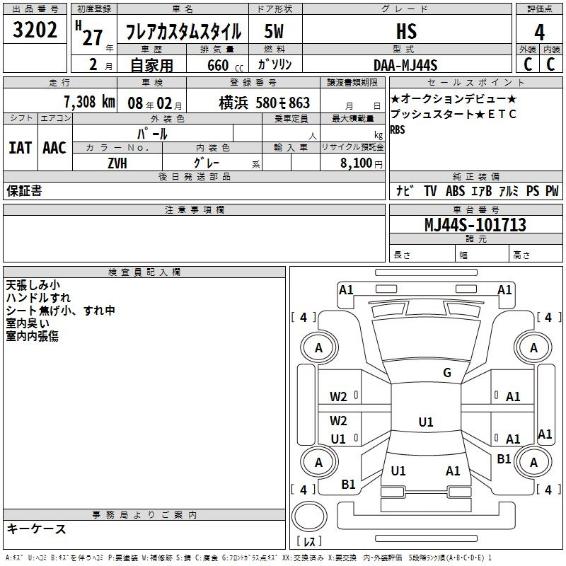 Аукционный лист MAZDA FLAIR 2015