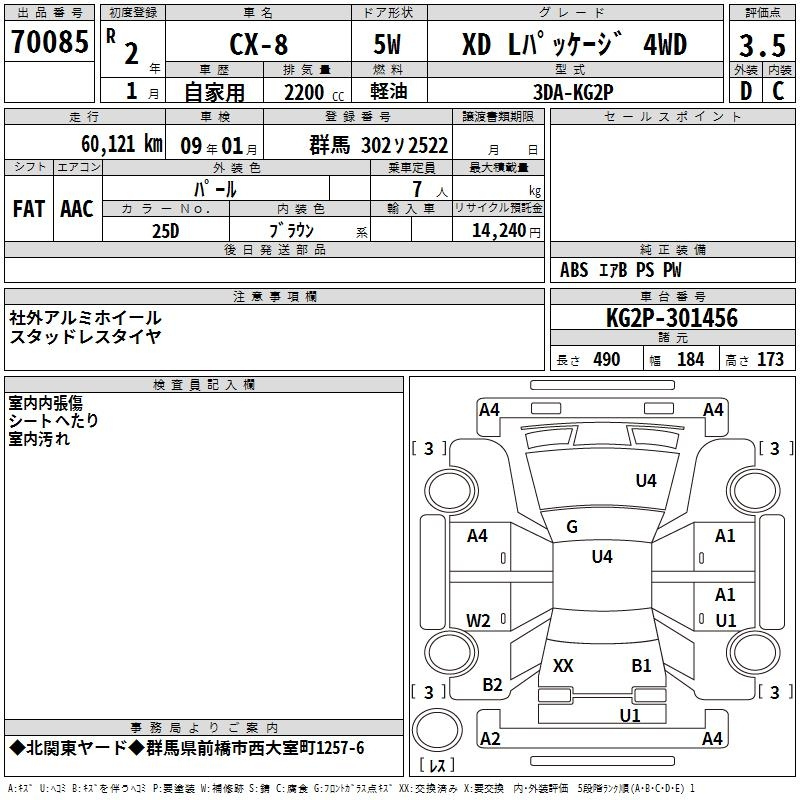Аукционный лист MAZDA CX-8 2020