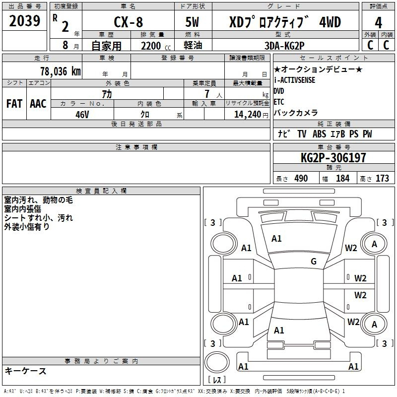 Аукционный лист MAZDA CX-8 2020