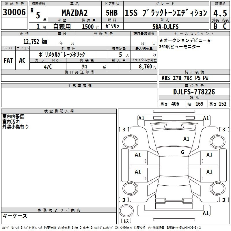 Аукционный лист MAZDA MAZDA2 2023