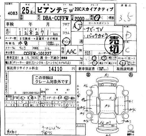 Аукционный лист MAZDA BIANTE 2013