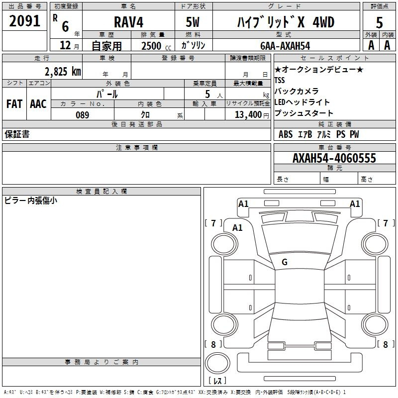 Аукционный лист TOYOTA RAV4 2024
