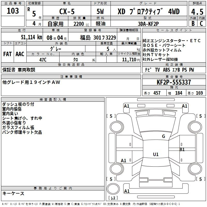 Аукционный лист MAZDA CX-5 2023