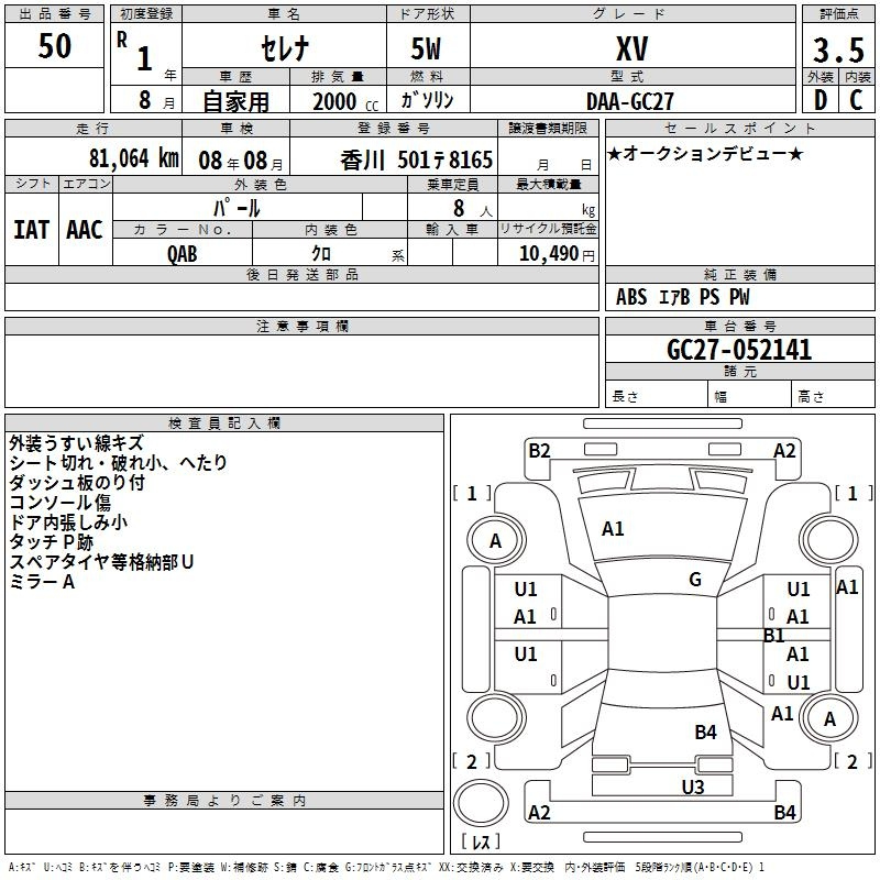 Аукционный лист NISSAN SERENA 2019