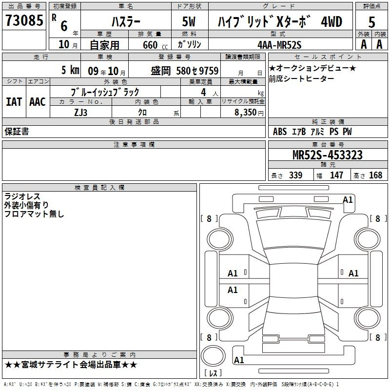 Аукционный лист SUZUKI HUSTLER 2024