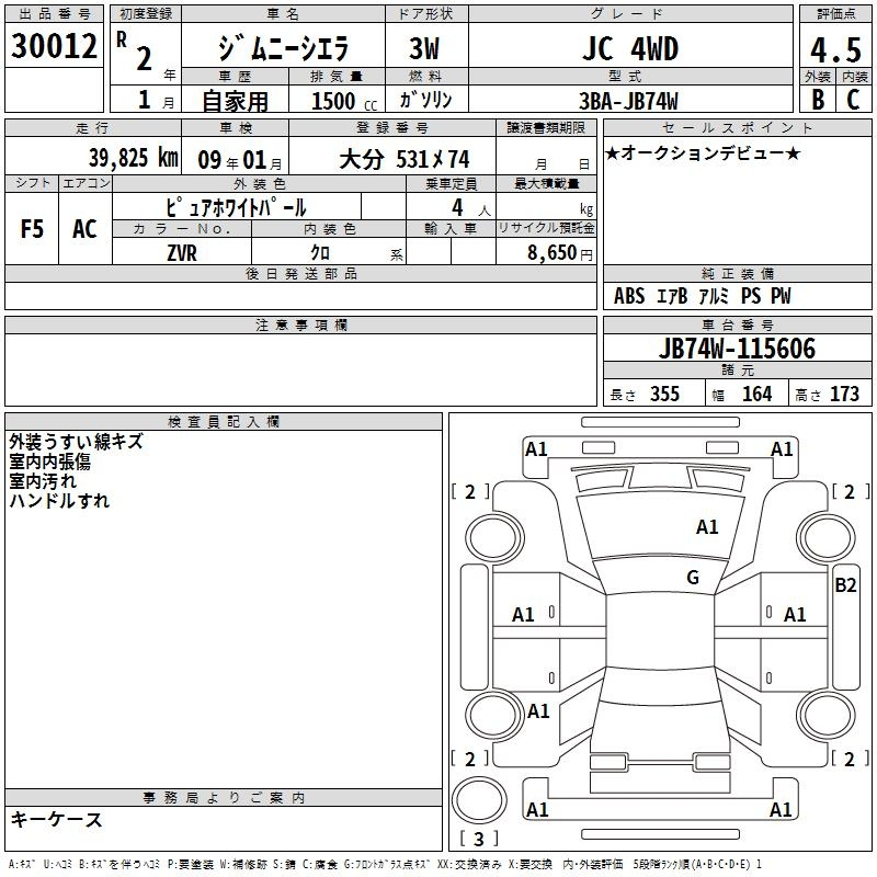 Аукционный лист SUZUKI JIMNY SIERRA 2020