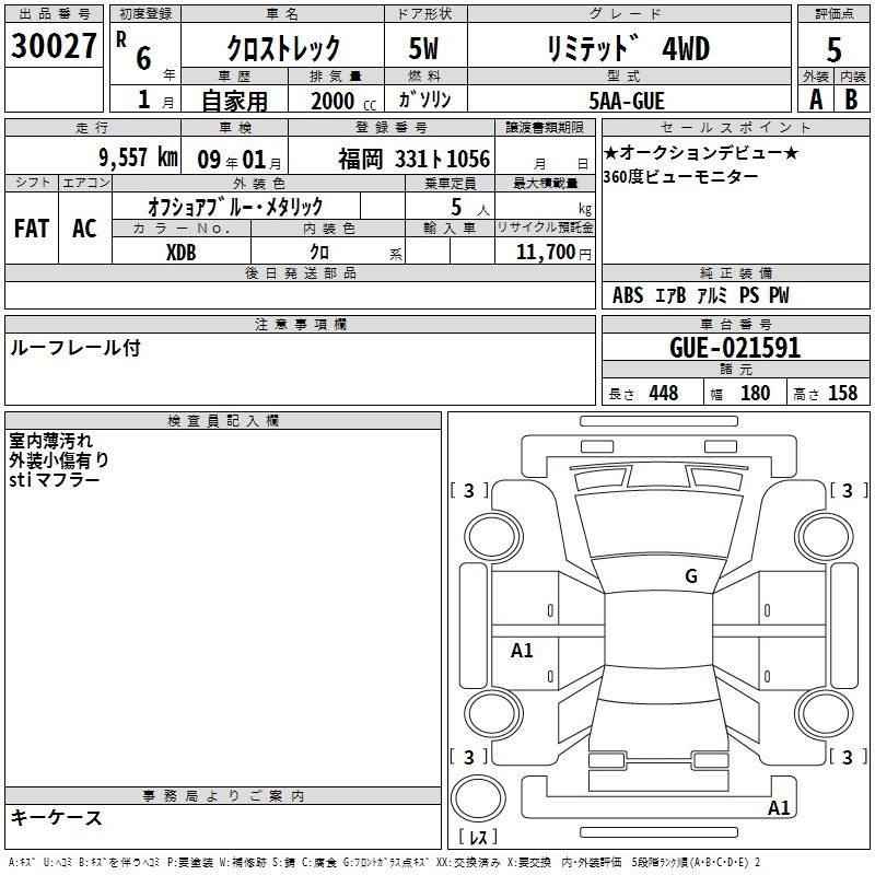 Аукционный лист SUBARU CROSSTREK 2024
