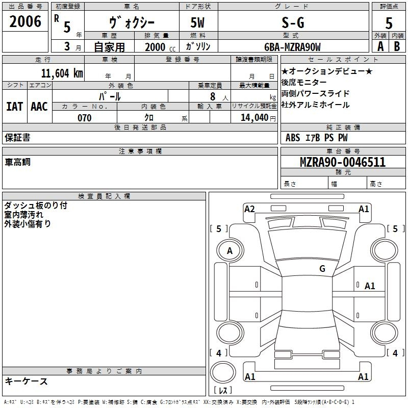 Аукционный лист TOYOTA VOXY 2023