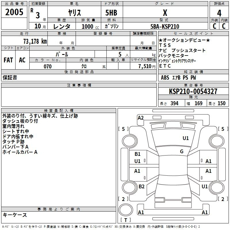 Аукционный лист TOYOTA YARIS 2021
