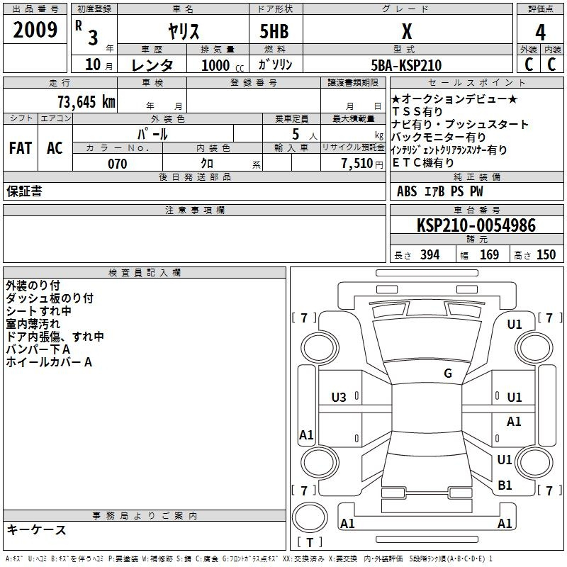 Аукционный лист TOYOTA YARIS 2021