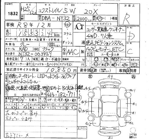 Аукционный лист NISSAN X-TRAIL 2013