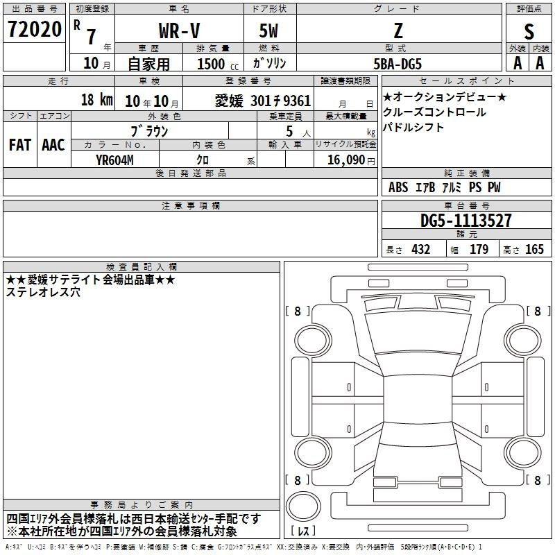 Аукционный лист HONDA WR-V 2025