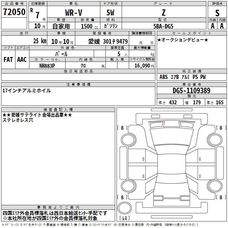 Аукционный лист HONDA WR-V 2025