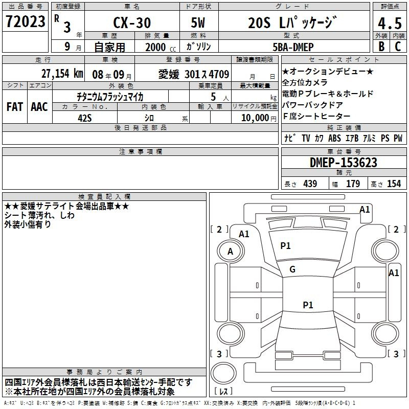 Аукционный лист MAZDA CX-30 2021