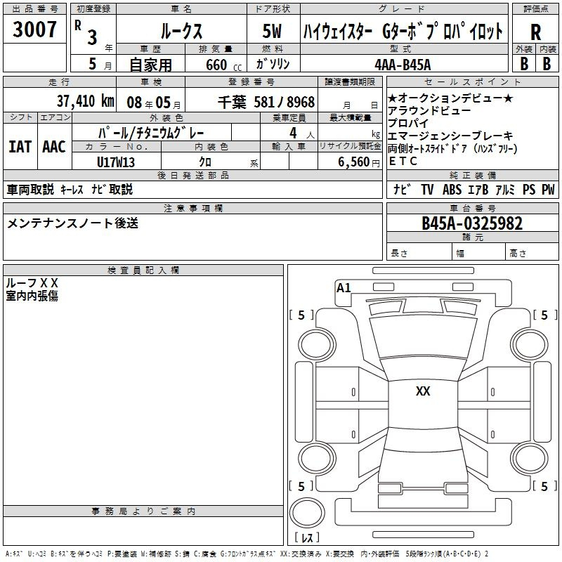Аукционный лист NISSAN ROOX 2021