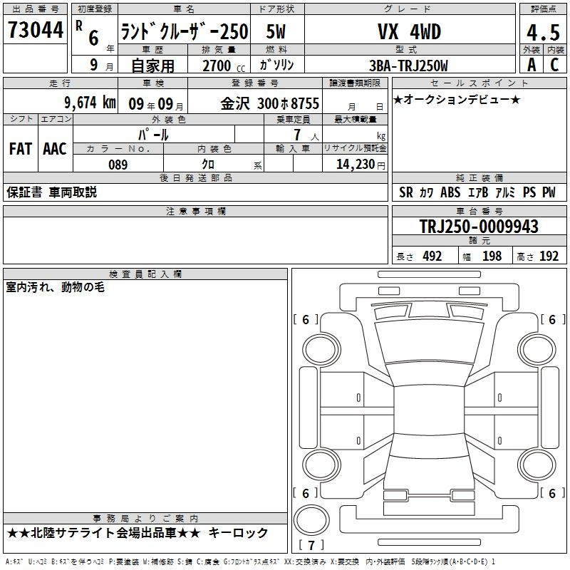 Аукционный лист TOYOTA LAND CRUISER 2024