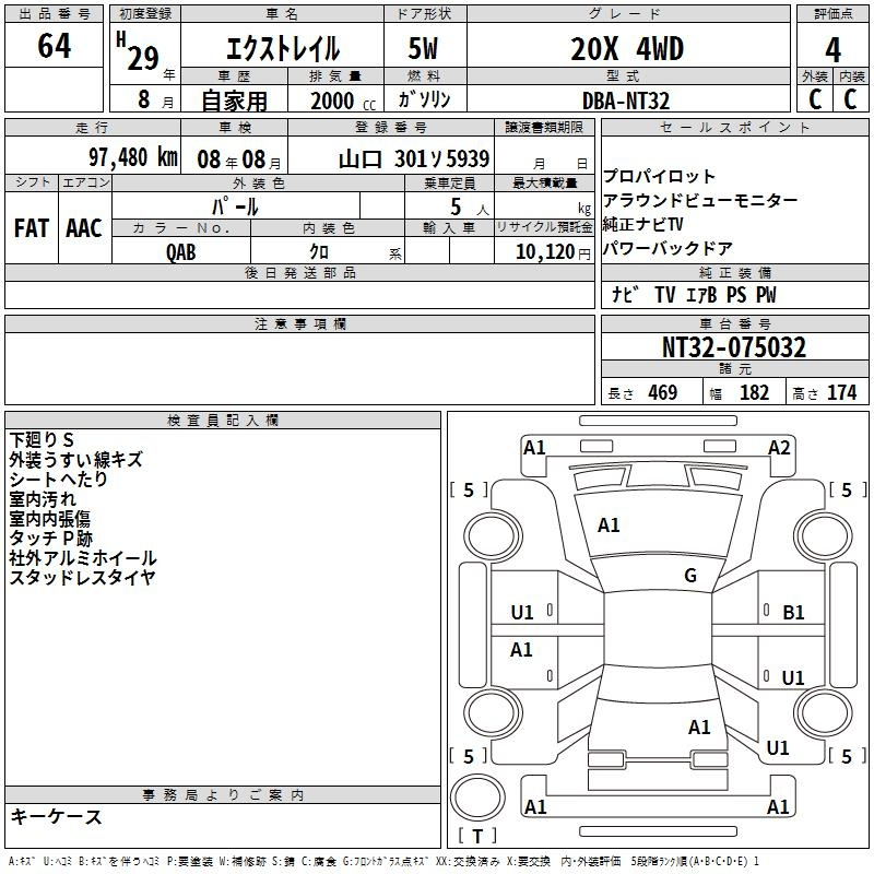 Аукционный лист NISSAN X-TRAIL 2017