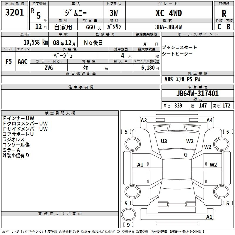 Аукционный лист SUZUKI JIMNY 2023