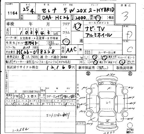 Аукционный лист NISSAN SERENA 2013