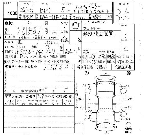 Аукционный лист NISSAN SERENA 2013