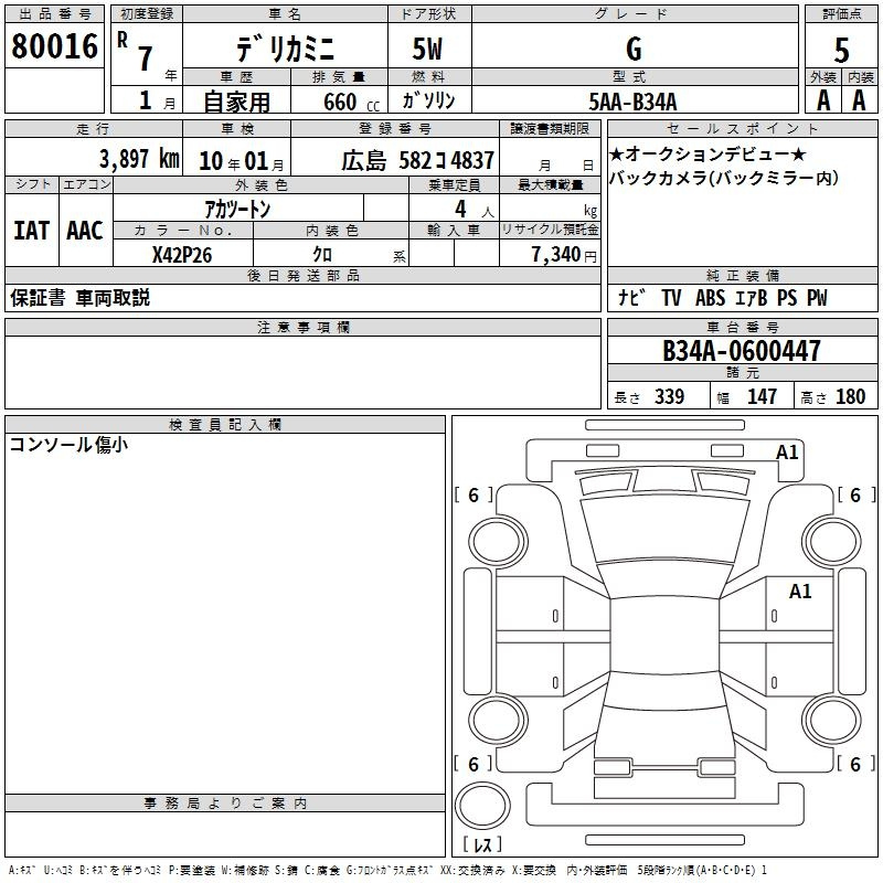 Аукционный лист MITSUBISHI DELICA MINI 2025