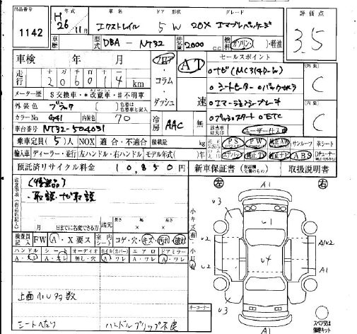 Аукционный лист NISSAN X-TRAIL 2014