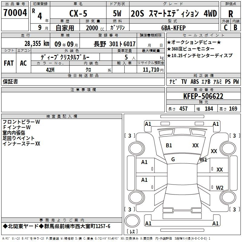 Аукционный лист MAZDA CX-5 2022