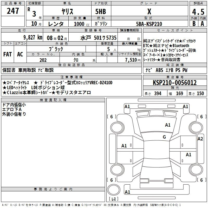 Аукционный лист TOYOTA YARIS 2021