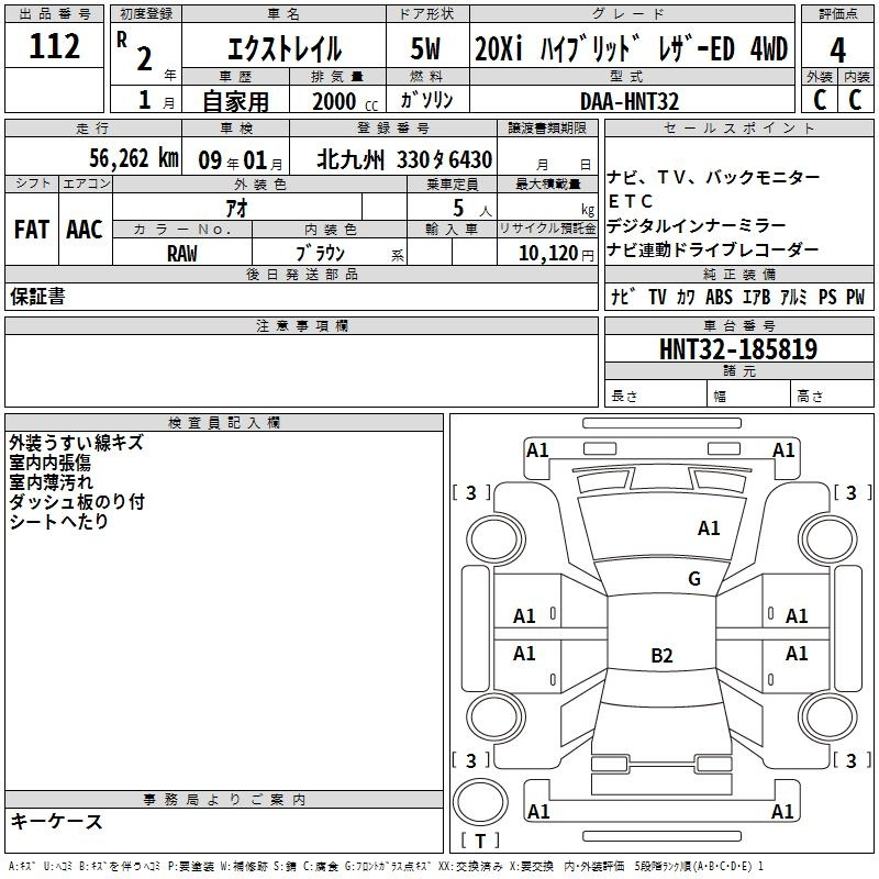 Аукционный лист NISSAN X-TRAIL 2020