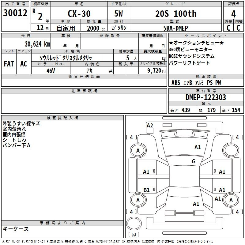Аукционный лист MAZDA CX-30 2020