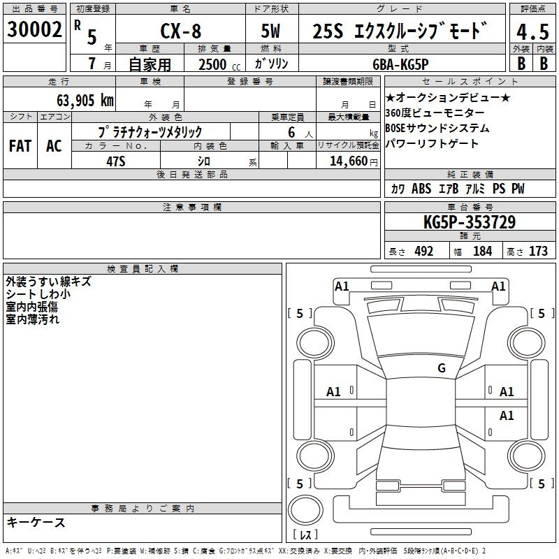 Аукционный лист MAZDA CX-8 2023