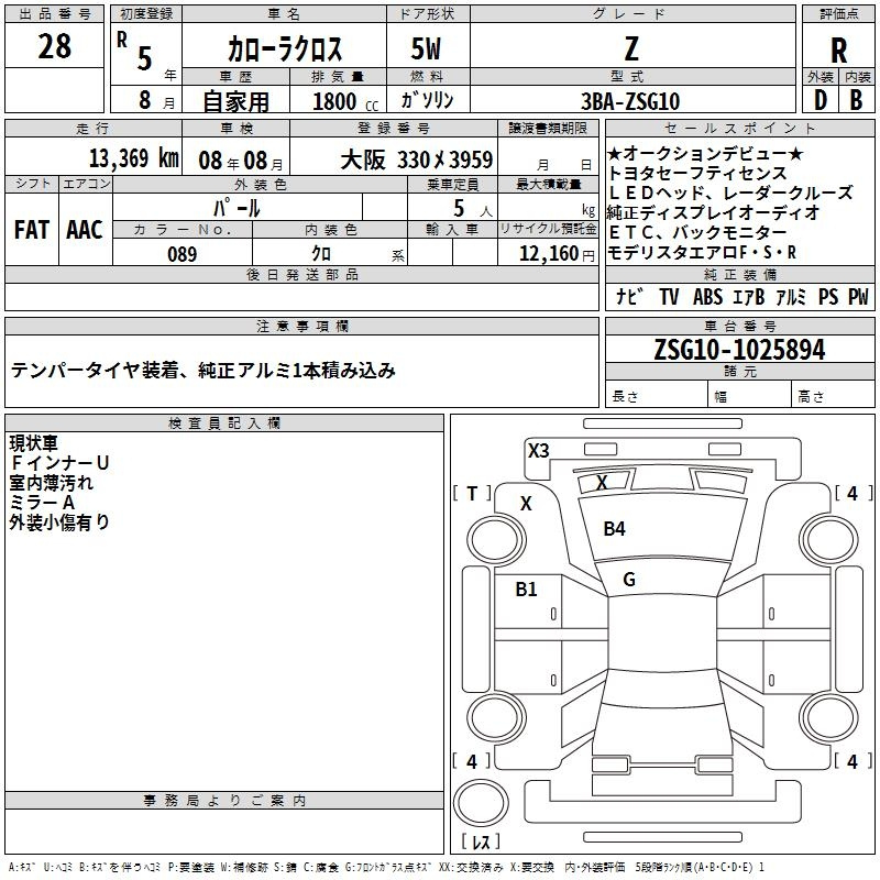 Аукционный лист TOYOTA COROLLA CROSS 2023