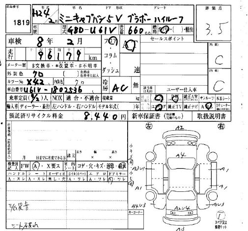 Аукционный лист MITSUBISHI MINICAB VAN 2012