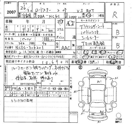 Аукционный лист MAZDA ROADSTER 2014
